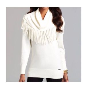 Michael Kors cowl neck fringe sweater